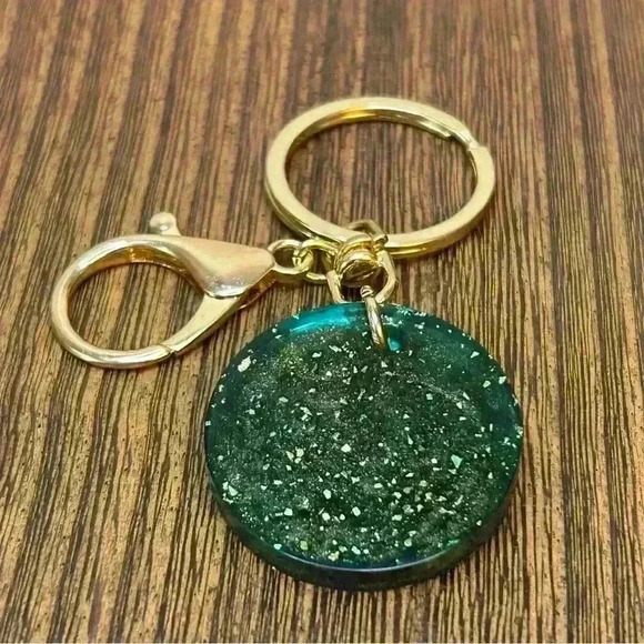 Gold Tone Keychain with Hand Crafted Zodiac Taurus Medallion and Heart Charm - Picture 2 of 2